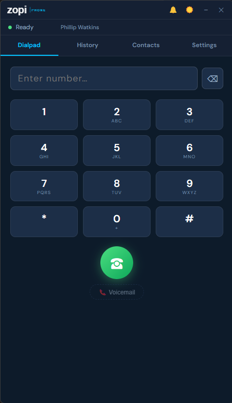 Zopi Phone dialpad — make and receive calls